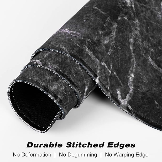 Extended Gaming Mouse Pad, XXL Large Mouse Mat 30 x 14 Inch, Big Computer Keyboard Mousepad, Waterproof Desk Pad with Stitched Edges and Non-Slip Base for Office Gaming, Black Cracked Marble