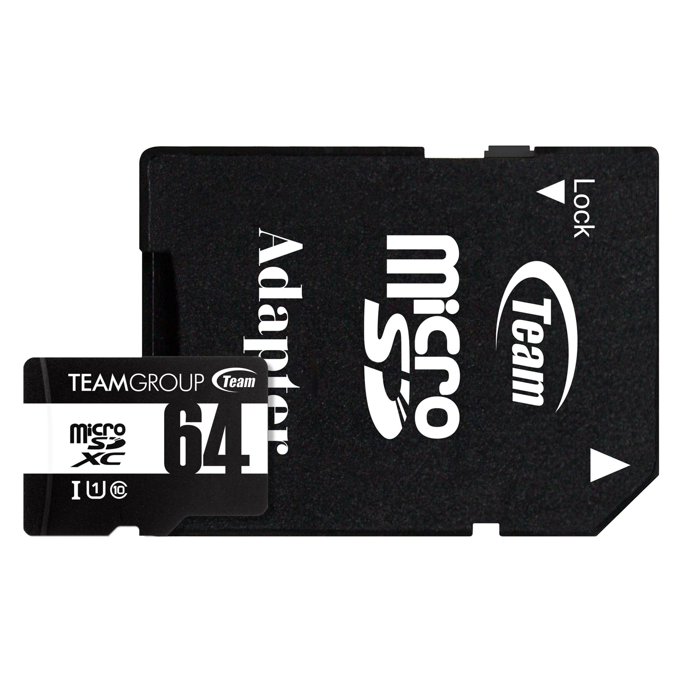 TEAMGROUP Micro 64GB 5 Pack UHS-I U1 Class 10 SDHC SDXC Read Speed up to 100MB/s High Speed Flash Meomry Card with Adapter for Camera, Surveillance, Full HD Shooting TUSDX64GCL10U63