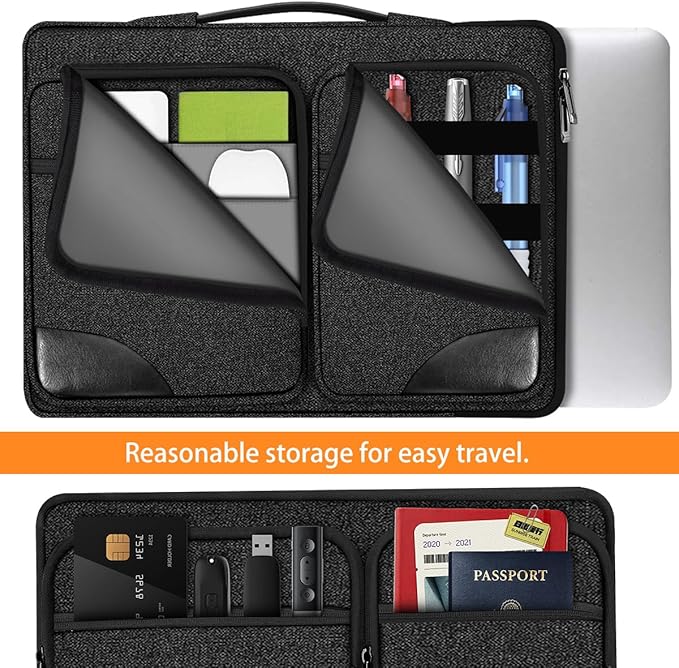 Hseok Ultra-Slim Laptop Case 17 17.3 inches Sleeve Protective PC Briefcase for Commuting and Business Trip，Carbon
