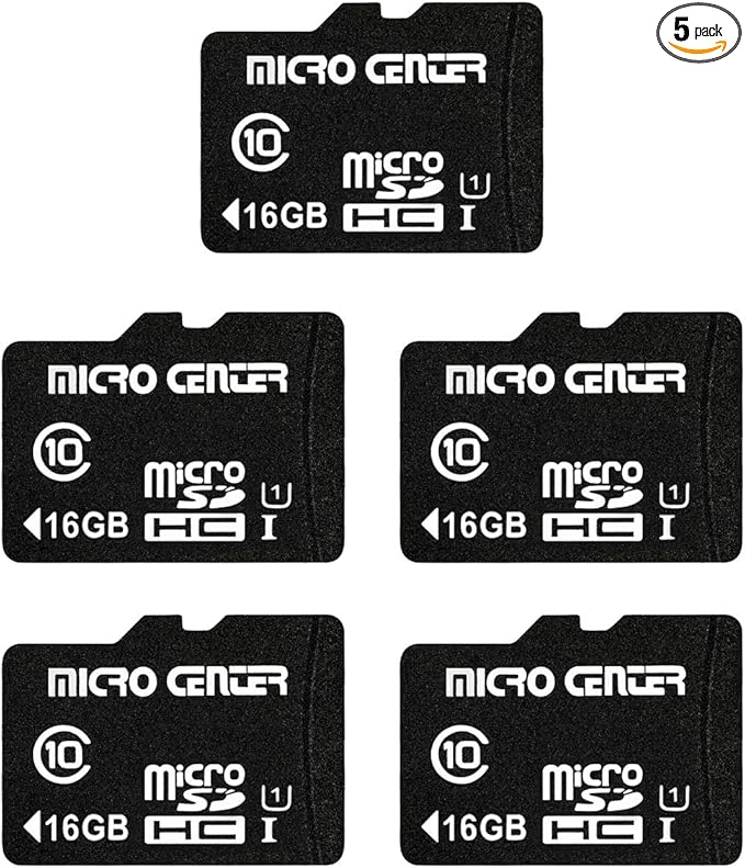 Micro Center 16GB Class 10 Micro SDHC Flash Memory Card with Adapter for Mobile Device Storage Phone, Tablet, Drone & Full HD Video Recording - 80MB/s UHS-I, C10, U1 (5 Pack)