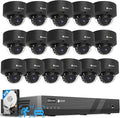 4COVR PoE 4K 16 Channel Security Camera System for Business, Human Vehicle Detection, 16x 8MP IK10 Vandal-Proof IP67 Dome Commercial IP Camera Night Vision, 16CH NVR 4TB, 24/7 Recording, LY54AB8M1616
