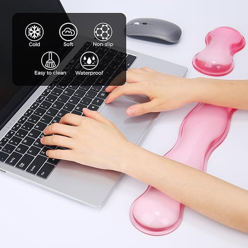 ABRONDA Gel Wrist Rest for Keyboard and Mouse, Wrist Rest for Keyboard, Mouse Wrist Support, Pain Relief, Cool Touch, Non-Skid, Keyboard and Mouse Wrist pad Set
