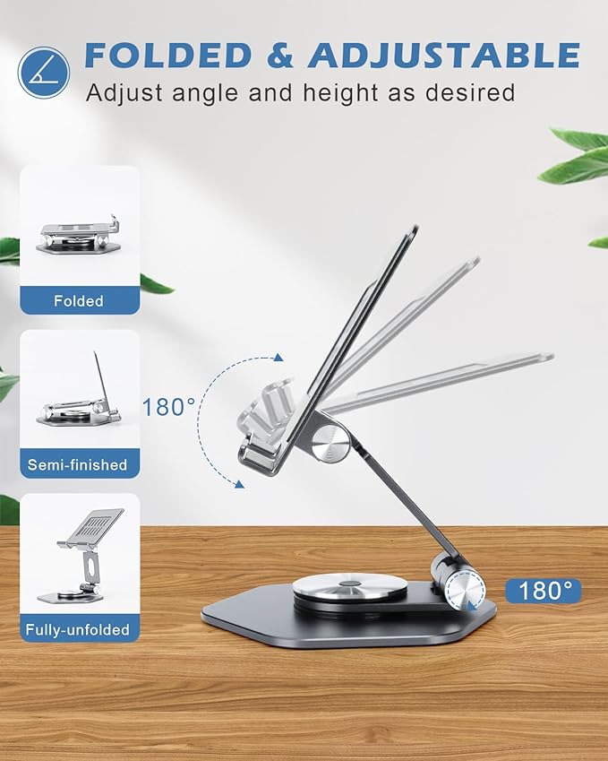 Tablet Stand, Aluminum Desktop Holder, Compatible with 5-12.9" iPad, Grey
