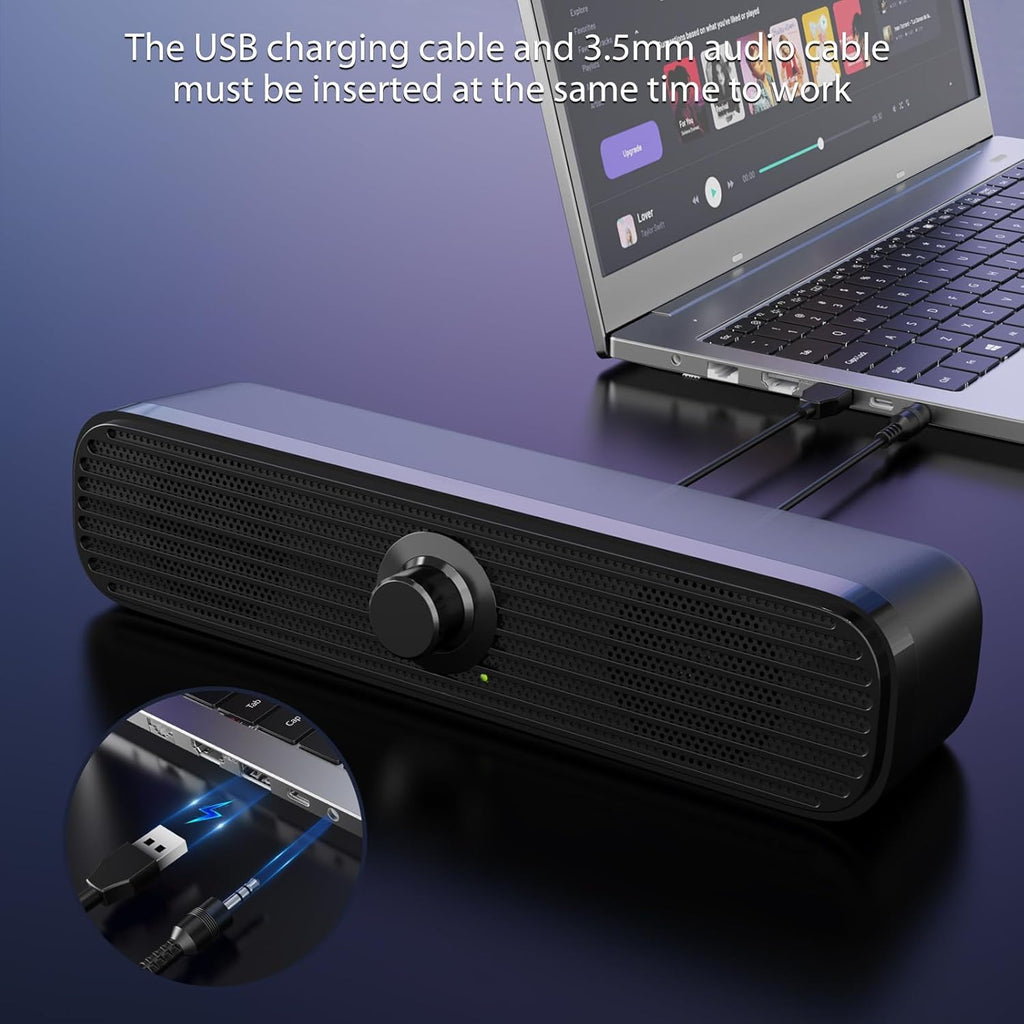 1Mii 3.5mm Computer Speakers for Desktop Laptop Tablet with Volume Control