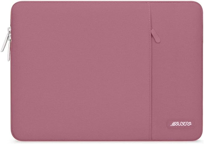 MOSISO Laptop Case 16 inch, 15-15.6 inch Laptop Sleeve Compatible with MacBook Pro 16 M4 M3 M2 M1, HP Acer Dell Lenovo ASUS Notebook, Polyester Vertical Computer Sleeve Bag with Pocket, Dusty Rose