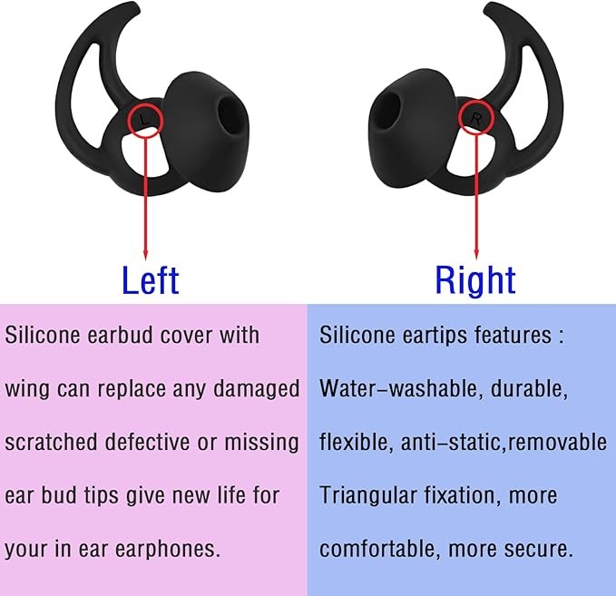Silicone Replacement Earbud Tips Earbud Covers Ear Tips Compatible with Bose Quietcomfort and Sport Headphone Rubber Tips Large 3 Pairs