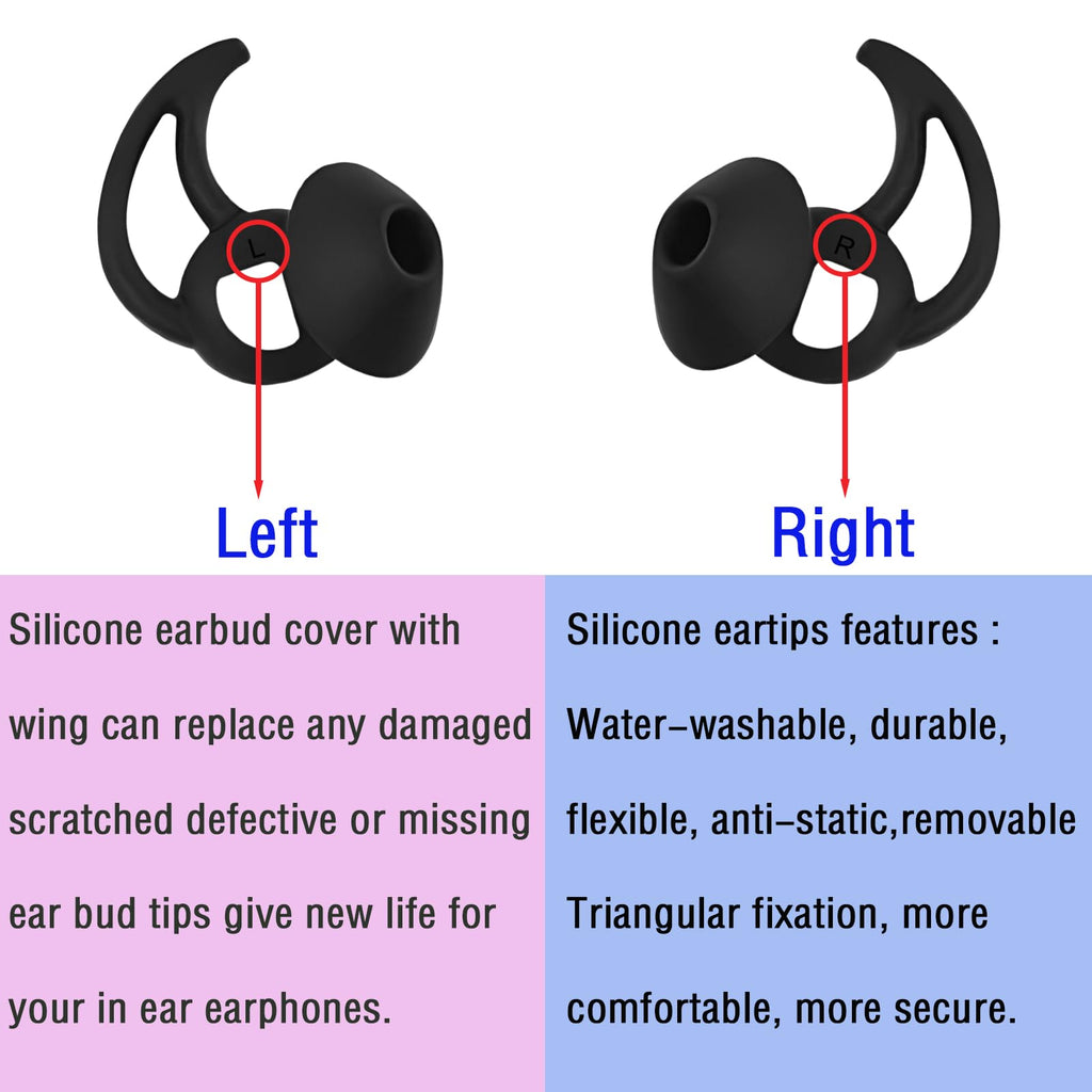 WKYMY Silicone Replacement Earbud Tips Earbud Covers Ear Tips Compatible with Bose Quietcomfort and Sport Headphone Rubber Tips Large 3 Pairs