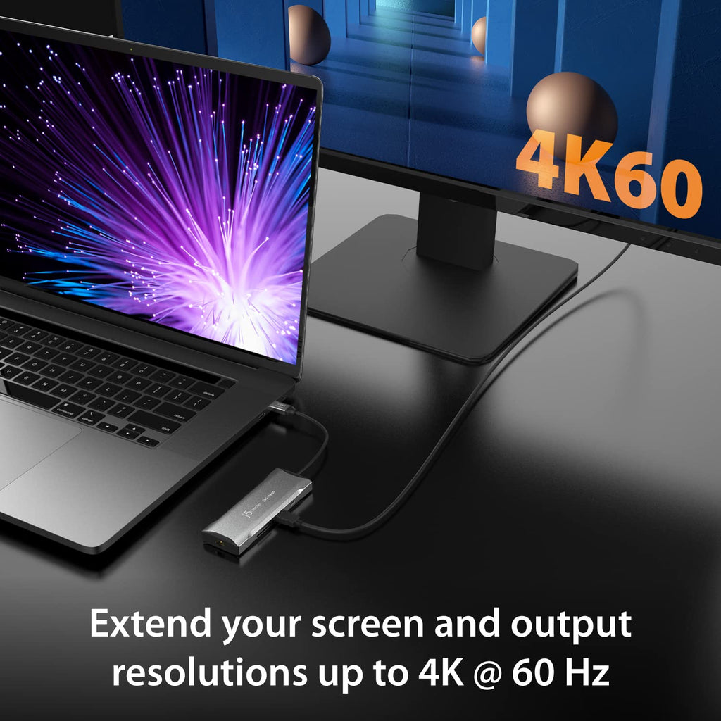 j5create Laptop Docking Station, 9-in-1, 4K60Hz HDMI, USB-C 10Gbps