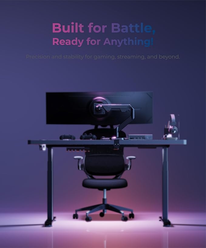 Heavy Duty Monitor Arm Desk Mount for 34 to 49 inch Ultrawide Curved Flat Monitors, Supports 14 to 38 lbs, Smooth Gas Spring Movement, VESA 75x75/100x100, Black, Classic