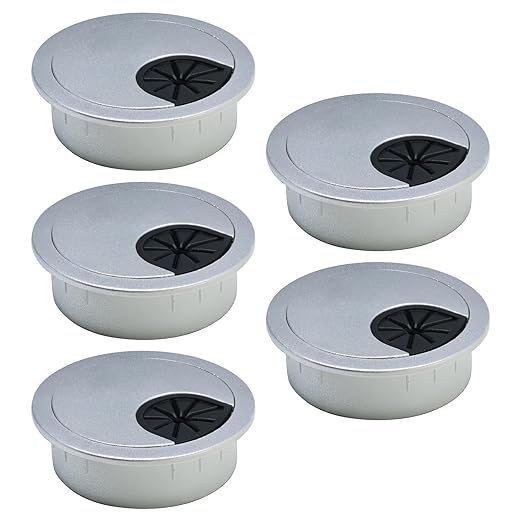 5 Pcs Desk Grommet 2-1/16" / 53 mm, Desk Cord Hole Cover, Cable Grommet ABS Plastic, Desk Hole Grommet for Home & Office Pc, Detachable Cable Cord Organizer-Silver Sand