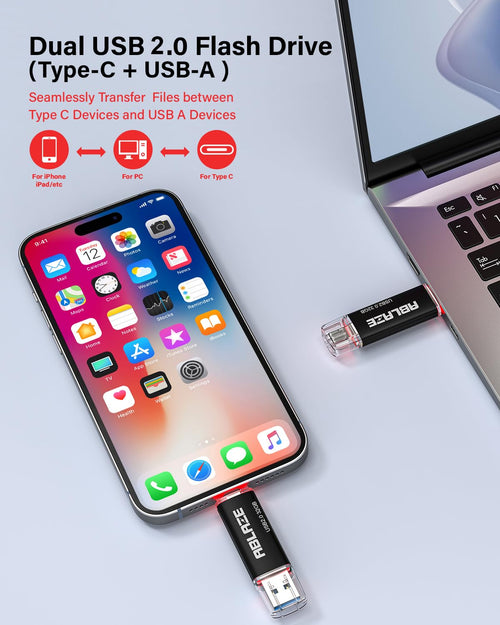 ABLAZE Type C Flash Drive 32GB 10 Pack, Dual USB 2.0+USB C Thumb Drives