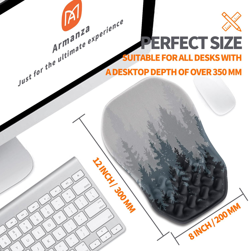 Armanza Ergonomic Slope Mouse Pad Wrist Support, Wrist Rest Mousepad for Carpal Tunnel Pain Relief with Massage Bulge and Slow Rebound Memory Foam (12x8 inch, Forest)