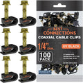 BEST CONNECTIONS Coaxial Cable Clips with Pre-Inserted Screw (1,000 Pack) – Black Single Cable Mounting Clamps for Coax Cable (RG6, RG59) and Ethernet Cable – Cord Fastener/Strain Relief Clip