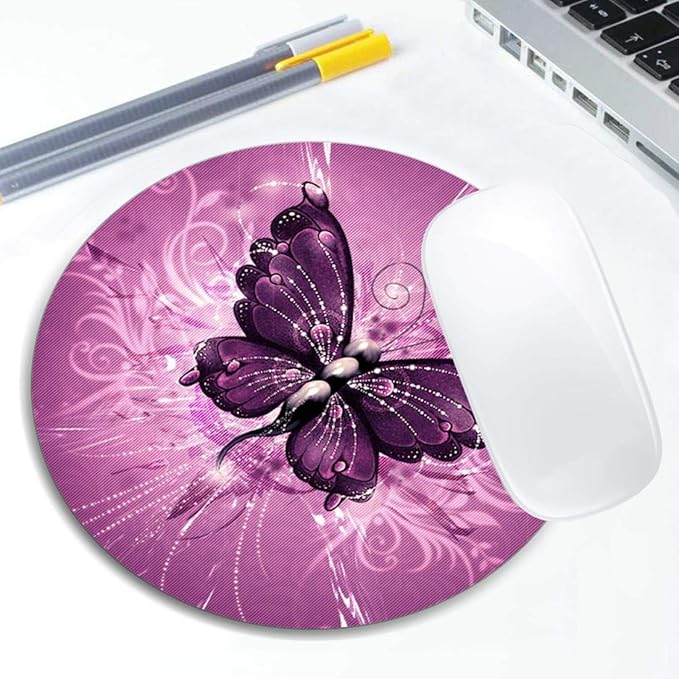 Butterfly Mouse Pad Round Non-Slip Rubber Mousepad Laptop Office Computer Decor Cute Desk Accessories Customized Design Mouse Pad