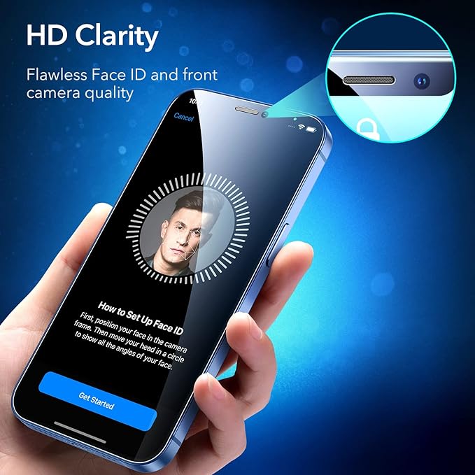 ESR 3 Pack for iPhone 12, iPhone 12 Pro Screen Protector, HD Clear Tempered Glass Scratch Resistant with Easy Installation Frame compatible with iPhone 12/12 Pro 6.1", Case-Friendly
