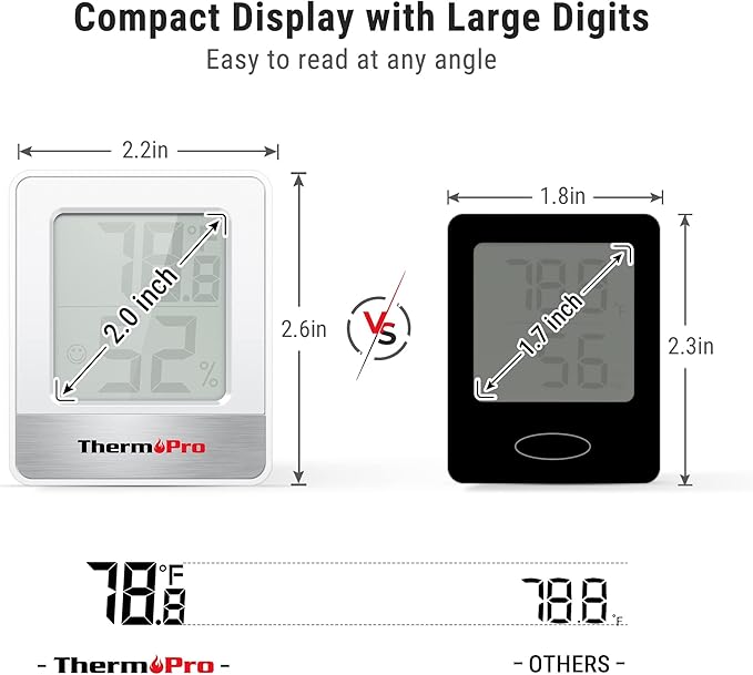 ThermoPro TP49 Digital Hygrometer Indoor Thermometer Humidity Meter Room Thermometer with Temperature and Humidity Monitor Mini Hygrometer Outdoor