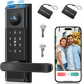 Video Smart Lock with Camera & Doorbell, 5-in-1 Keyless Entry Door Lock with Handle, Fingerprint+Keypad Code+App Remote Control+IC Card, Auto Lock, Wi-Fi Smart Deadbolt for Front Door, Apartment