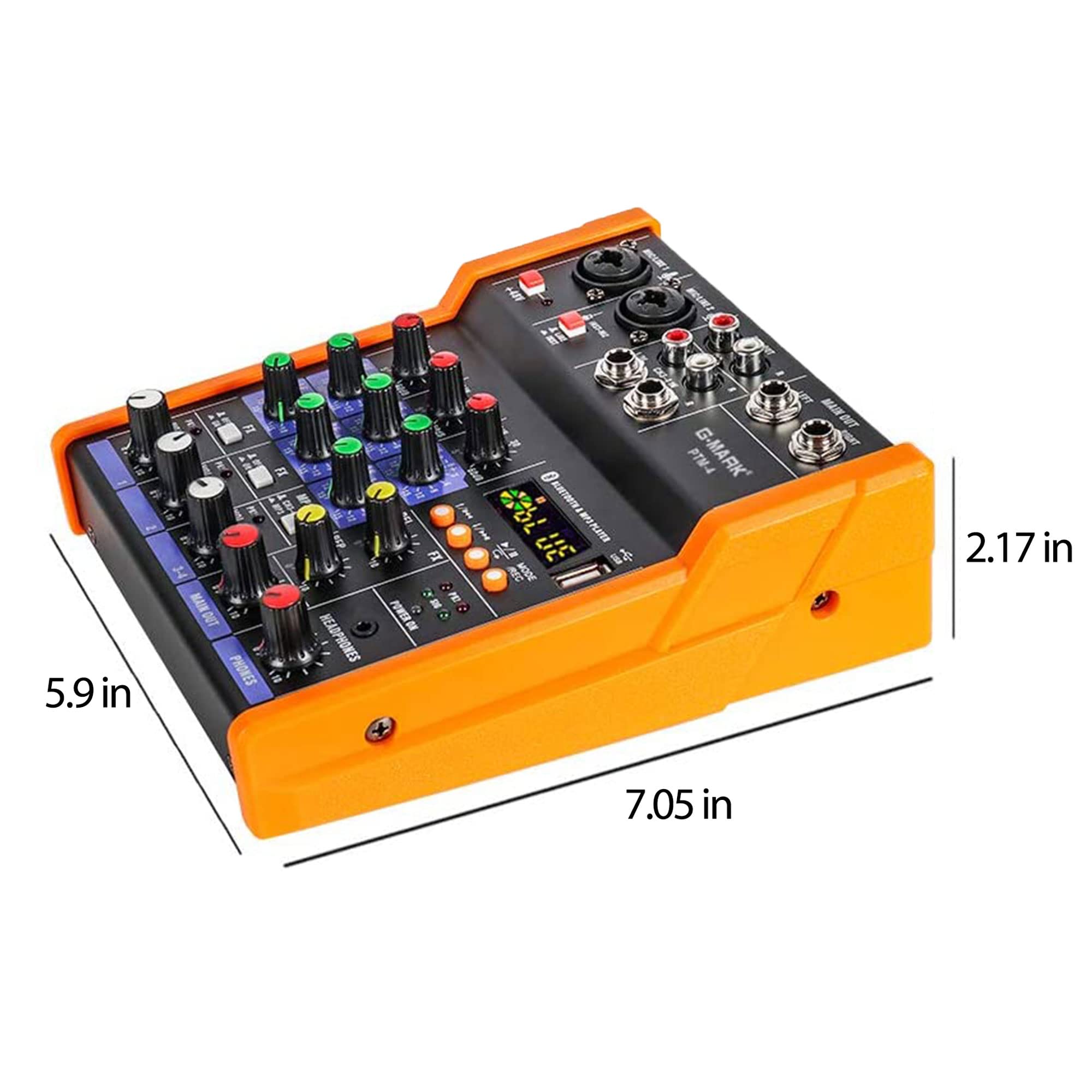 G-MARK Analog Mixer Audio 4 Channel DJ Audio Mixer Bluetooth Studio Karaoke For PC Live Performance KTV Home Stage Music Effects Sound Card Protable Mixing Console