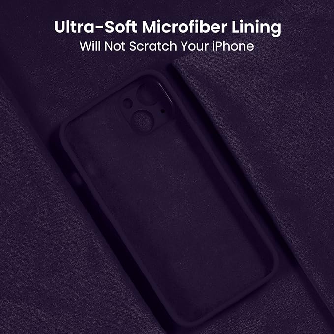 FireNova Designed for iPhone 14 Case, Silicone Upgraded [Camera Protection] Phone Case with [2 Screen Protectors], Soft Anti-Scratch Microfiber Lining Inside, 6.1 inch, Purple