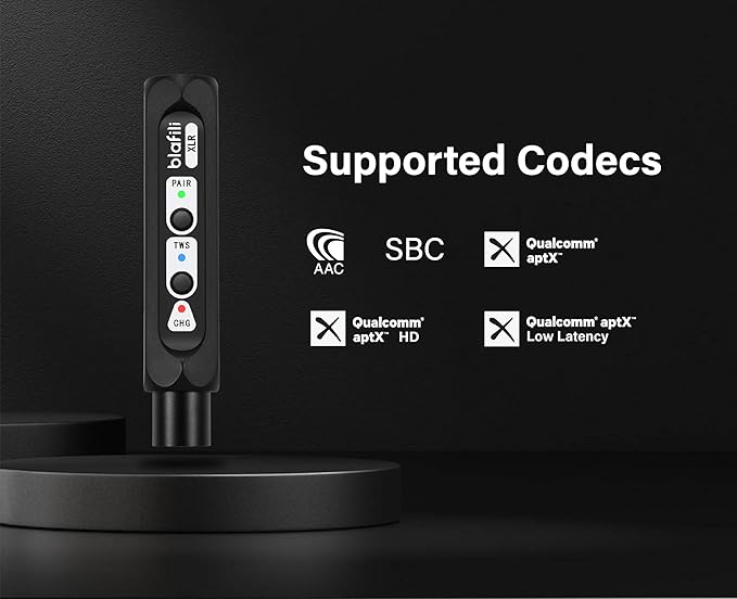 XLR Portable Bluetooth v5.1 Music Receiver, aptX HD aptX Low Latency AAC SBC TWS, Rechargeable Battery 10hrs Long Playtime, USB-C DAC for Mixing Console Desk, Audio Mixer, PA DJ System