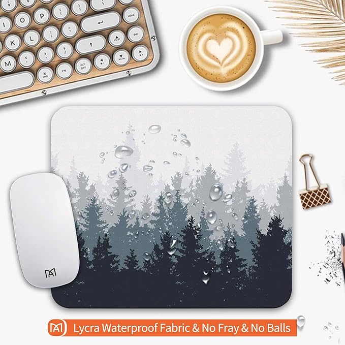 Square Mouse Pad Forest, Personalized Premium-Textured Custom Mouse Mat Design, Washable Mousepad Cloth, Non-Slip Rubber Base Computer Mouse Pads for Wireless Mouse