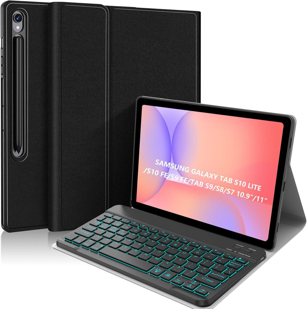 Backlit Keyboard Case for Samsung Galaxy Tab S10 Lite/S10 FE/S9 FE/Tab S9