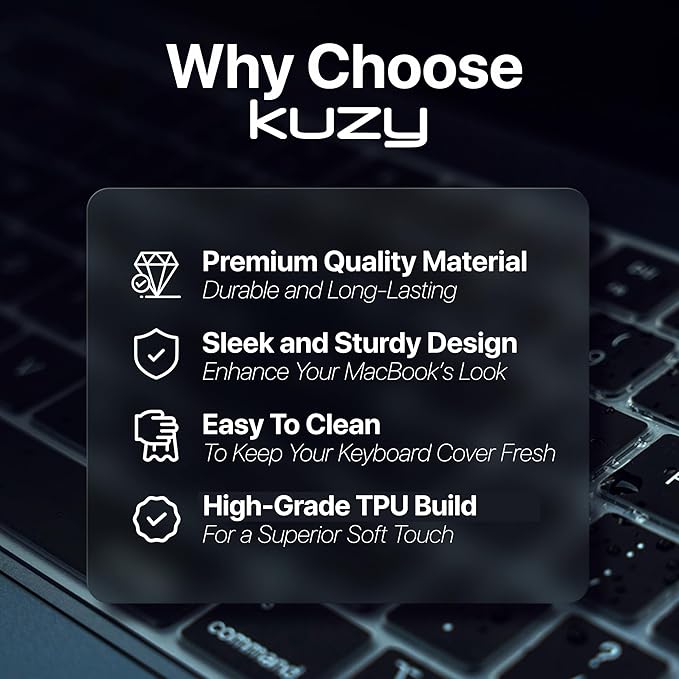 Kuzy Tinted Premium MacBook Pro 14 inch Keyboard Cover M4 16" 2025 2024 2023 M3 M2 M1 Pro Max - MacBook Air 13 inch Keyboard Cover 15" M4 - A3240 A3241 A3401 A3403 A3114 A3113 - US Layout TPU, Tinted
