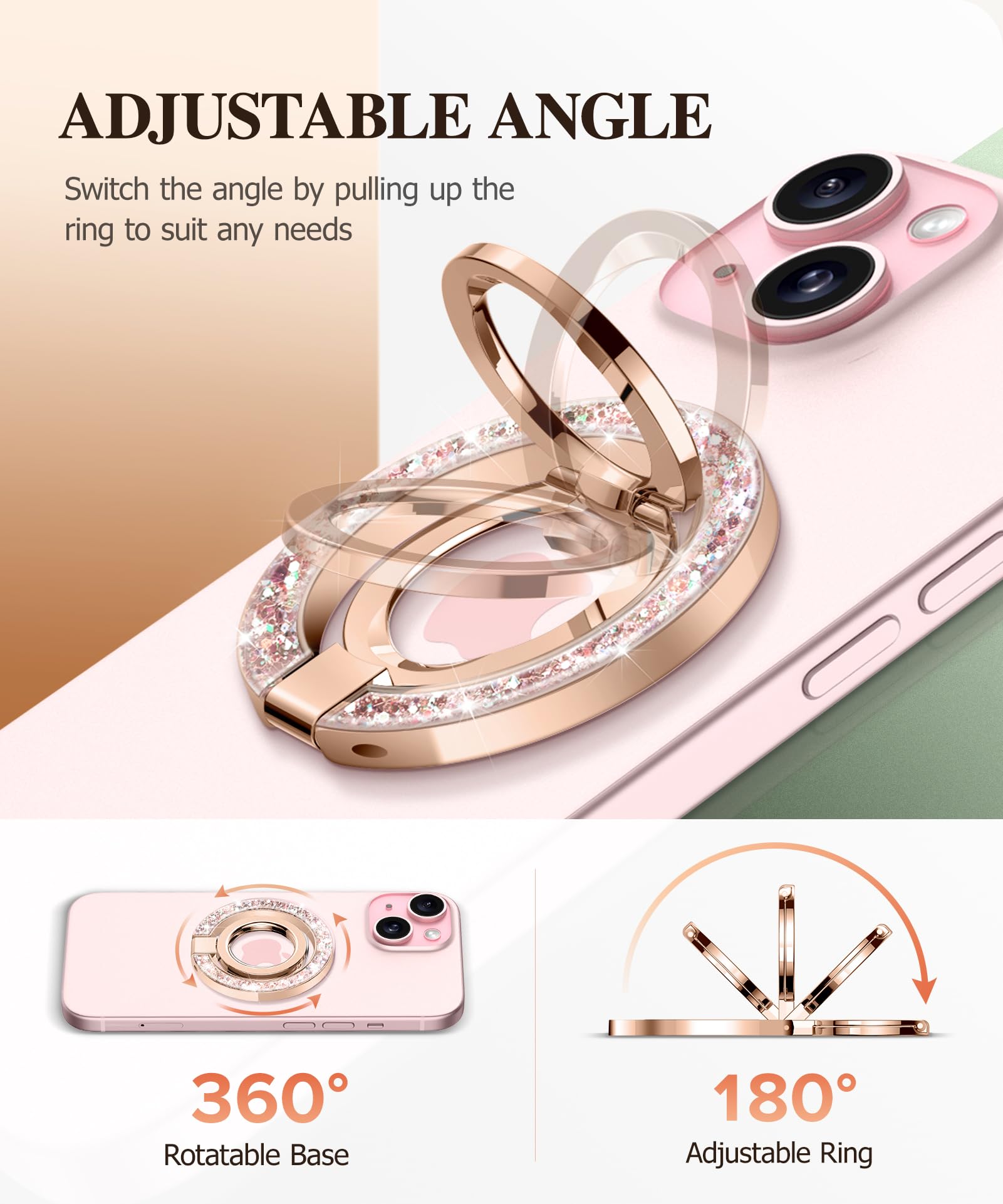 GVIEWIN Magnetic Phone Ring Holder, Compatible with MagSafe Phone Grip