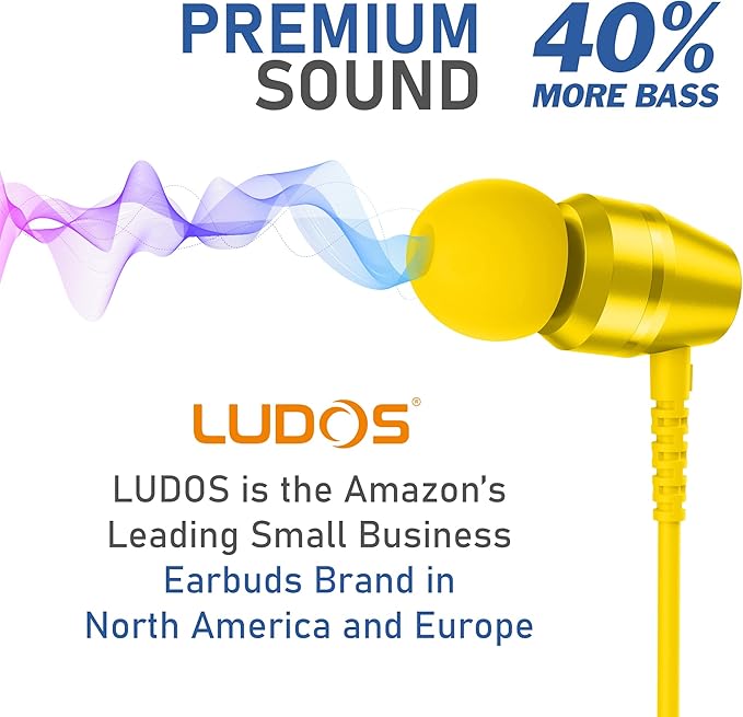LUDOS OMNITONE USB C Headphones for iPhone 16 15 Pro Max Plus iPad Pro, 5 Years Warranty, USB-C Earbuds for Galaxy S24 S23 S22 S21 S20 A55 A54 A53, USB Type C Earphones - Yellow