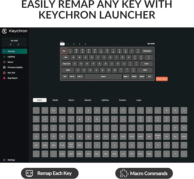 Keychron Q4 Wired Custom Mechanical Keyboard, 60% Layout QMK/VIA Programmable Macro with Hot-swappable Gateron G Pro Brown Switch Double Gasket Compatible with Mac Windows Linux(Navy Blue)