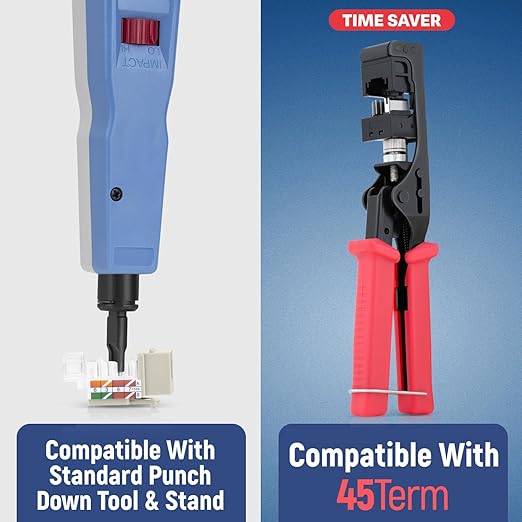 Everest 45° Angled RJ45 Cat5e Keystone Jacks 10-Pack in Ivory - Slim Profile Female RJ45 Connectors - Cat 5e Keystone Jack - Compatible with 45° Angled Speed Termination Tool - 45Term (B0BL3GS7ZY)