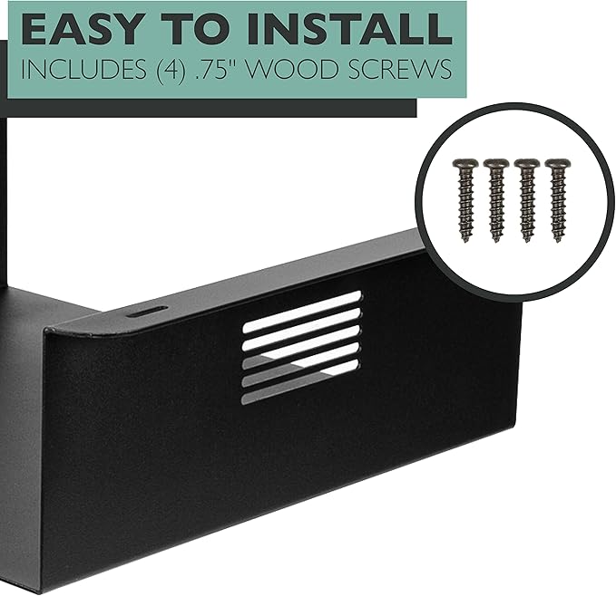 Ilyapa Under Desk CPU Mount, Steel Under Desk Computer Mount Vented Sides, PC Wall Storage, Laptop Stand, Shelf for Office Storage, 4x12x11 Inches