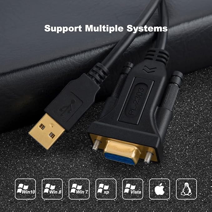 CableCreation USB to RS232 Adapter with PL2303 Chipset, 6.6ft USB 2.0 Male to RS232 Female DB9 Serial Converter Cable for Cashier Register, Modem, Scanner, Digital Cameras, CNC,Black