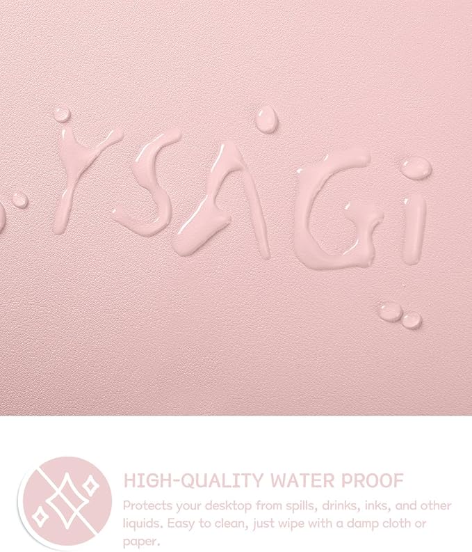 YSAGi Non-Slip Leather Desk Pad, Waterproof Laptop Computer Desk Keyboard Mat, Table Protector Blotter Mat, Large Mouse Pad for Office/Work/Home/Decor(Pink, 23.6" x 13.7")