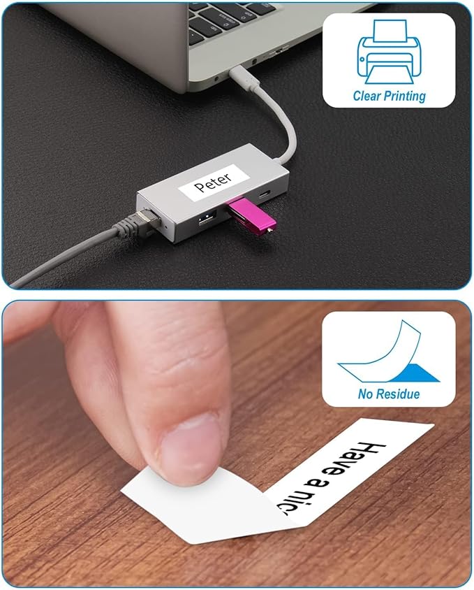 Weemay 1/2" Label Maker Refills Compatible for Brother Tze Tz Tape 12mm 0.47 Laminated White, for Ptouch Label Maker Machine Cube PTD210 PTP701BT PTD220 PTH110 PTH110BP PTH111 PTP750W PTD600, 6 Pack