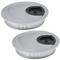 2 Pcs Desk Grommet 2-3/8" / 60 mm, Desk Cord Hole Cover, Cable Grommet Metal Zinc Alloy Materilal, Desk Hole Grommet for Home & Office Pc, Detachable Cable Cord Organizer-Matte Silver