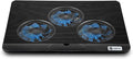 Laptop Cooling Pad, Mspine Laptop Cooler with 3 Blue Silent Fans, Ergonomic USB Powered Laptop Stand with Dual USB 2.0 Ports, Height-Adjustable Notebook Cooler for Notebook Under 17"- Black