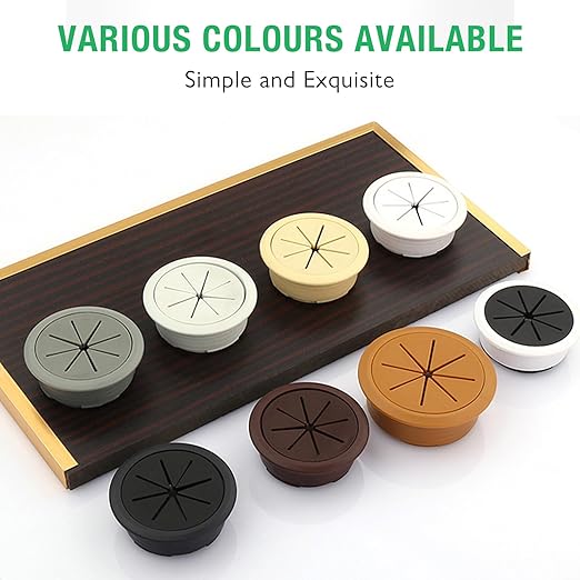 5 Pcs Desk Grommet 2-3/8" / 60 mm, Desk Hole Cover for Cables Coffee, Cable Grommet ABS Plastic, Desk Hole Grommet for Home & Office Pc, Detachable Cable Cord Organizer