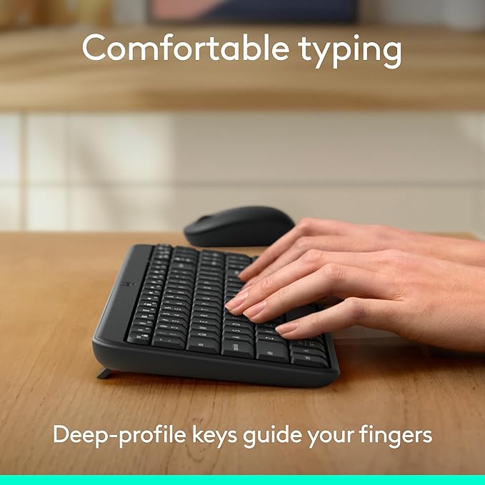 Logitech MK250 Bluetooth Wireless Mouse and Keyboard Combo: Fast & Easy Connectivity, Compact Wireless Keyboard, Ambidextrous Mouse, Durable Build - Windows/MacOS - Rose