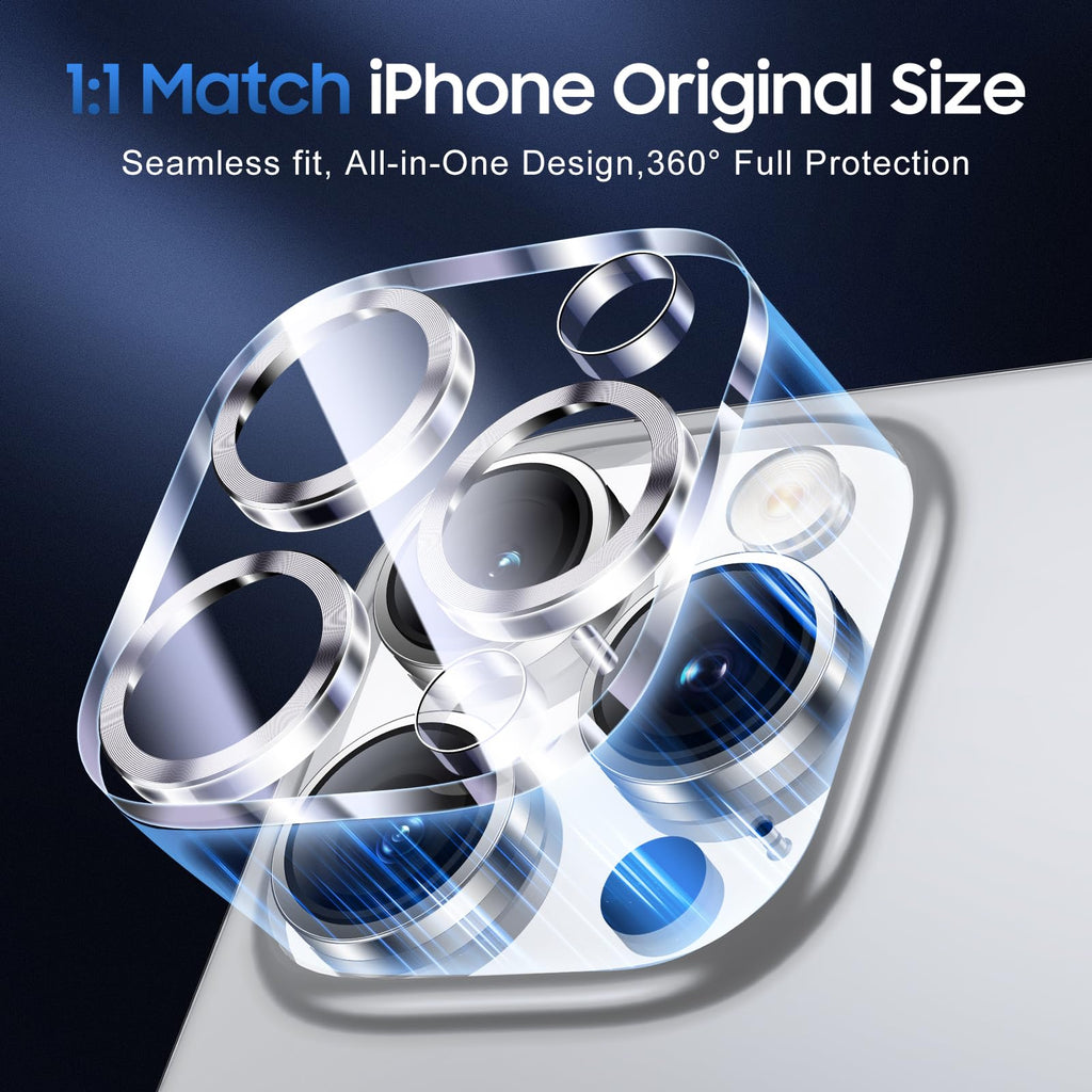 UniqueMe for 3 Pack iPhone 16 Pro/16 Pro Max Camera Lens Protector -Silver