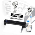 iDPRT Portable-Printer Wireless for Travel, 300DPI Inkless Thermal Small Printers for Home Use, Office, Vehicles, Mobile Bluetooth Printer Supports 8.5" x 11" US Letter, for Smartphone & PC,Dark Black