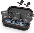 SYNCO Wireless Microphone System with Charging Case, G2A2 MEGA Dual Transmitter 8GB Storage of 24H 656ft Video Recording Streaming for Camera/Phone/PC/Laptop, Wireless-Lav-Mic-for-Camera