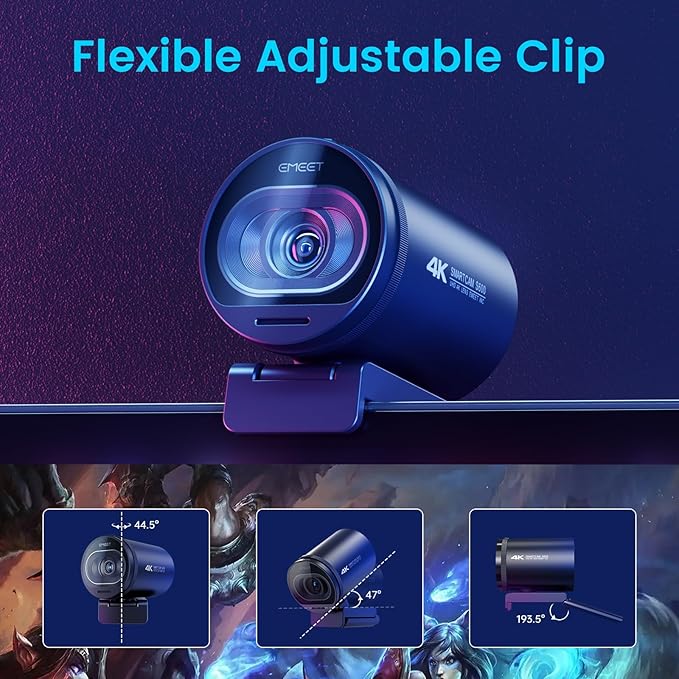 EMEET S600 4K Webcam for Streaming - Sony 1/2.5'' Sensor, PDAF Autofocus, 1080P@60FPS, 2 Noise Reduction Mics, Built-in Privacy Cover, 73° FOV, Streaming Camera for Live Commerce/Gaming/Beauty