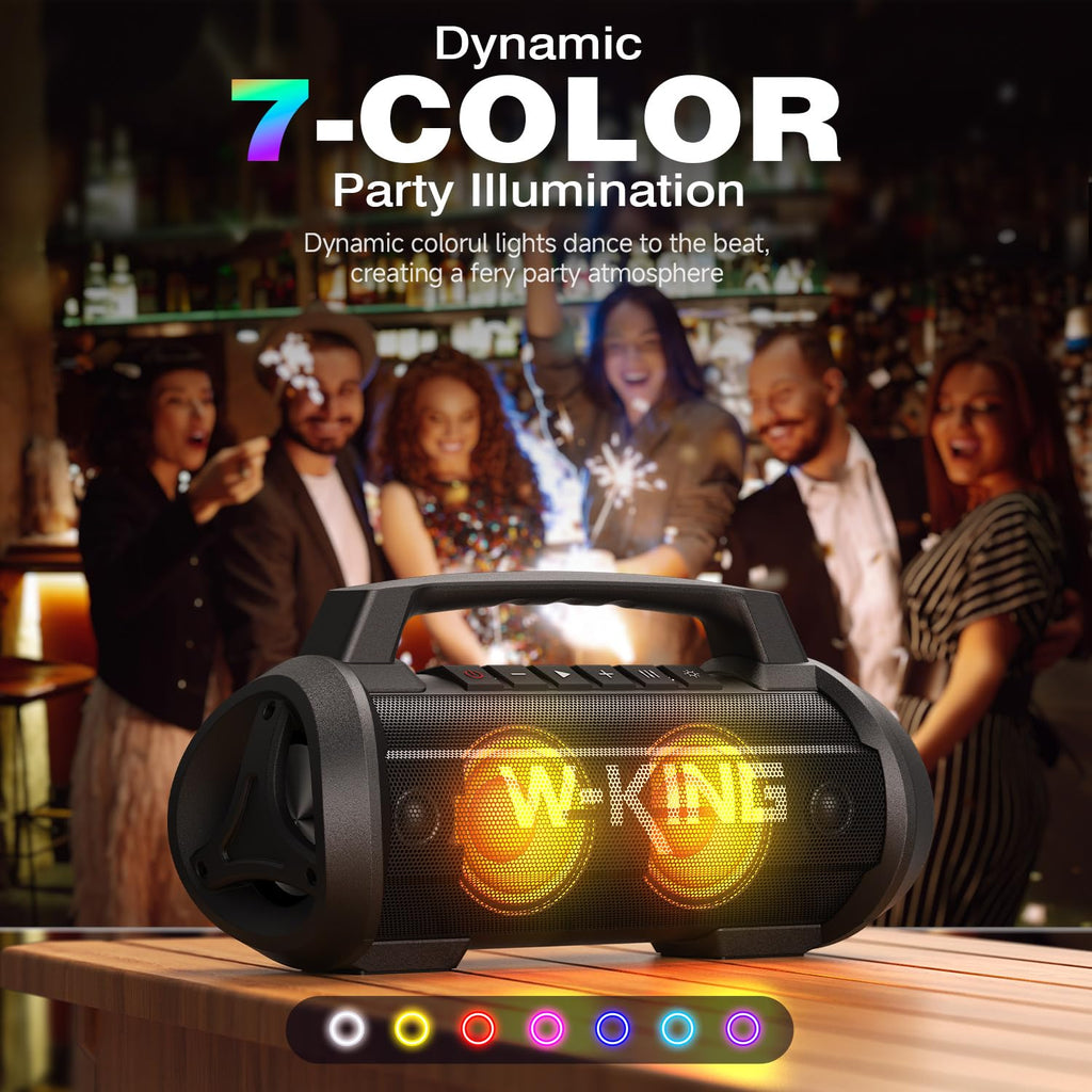 W-King Portable Bluetooth Speaker, 120W Peak Loud Bass Boombox Outdoor
