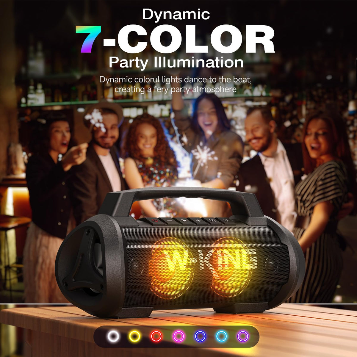 W-King Portable Bluetooth Speaker, 120W Peak Loud Bass Boombox Outdoor