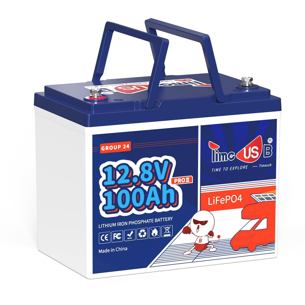 12V 100Ah RV LiFePO4 Battery Group 24, Timeusb 12.8Volt Lithium Battery with 100A BMS, Up to 15000 Deep Cycle Battery for RV Camper, Solar, Trolling Motor, Marine, Travel Trailer, Energy Storage