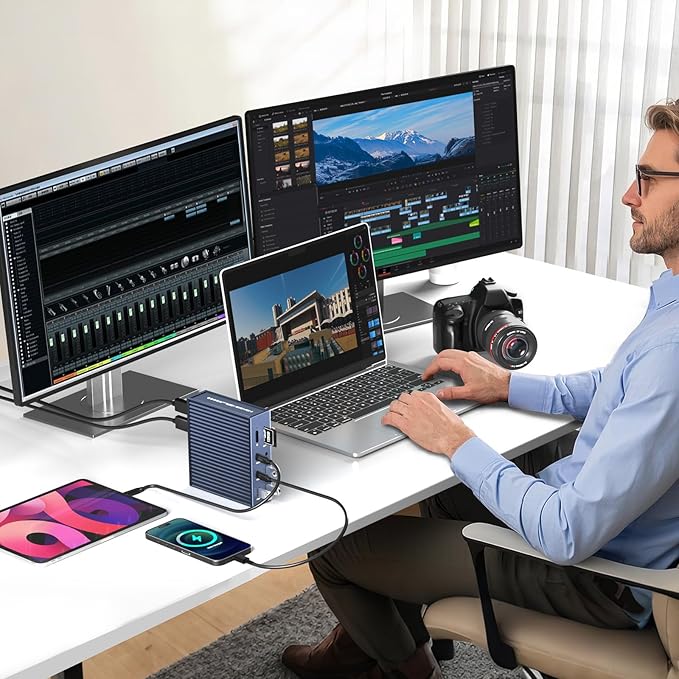 ACASIS USB C Docking Station Dual Monitor, 16-in-1 Laptpop Docking Station with 2* HDMI,VGA,2.5G Ethernet,SD/TF,10Gbps USB-C 3.1,3.5mm Audio,PD100W,USBC Hub for MacBook/Dell/Lenovo/HP/ThinkPad (Gray)