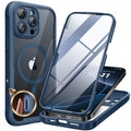 Miracase Magnetic for iPhone 16 Pro Case Full-Body Phone with Built-in Glass Screen Protector, [Compatible with MagSafe] Military Drop Proof 16 Pro Cover Bumper 6.3 inch, Blue