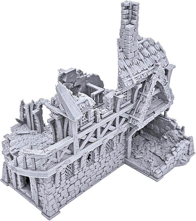 Ruined Port Merchant by Printable Scenery, 3D Printed Tabletop RPG Scenery and Wargame Terrain 28mm Miniatures