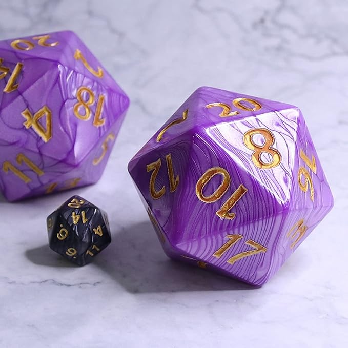 20 Sided DND Dice,D20 Giant Polyhedral Dice,55mm Titan Large Pearl Color D20 Dice,20 Sided Cube D&D Dice Set for Dungeons and Dragons, RPG, MTG Table Games(Purple-Pearl Series)